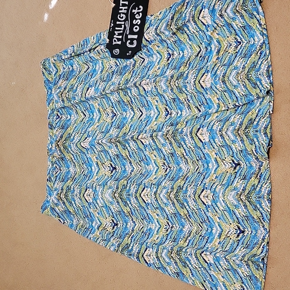Kasper Skirt Petite Large Blue Lime Green Black White